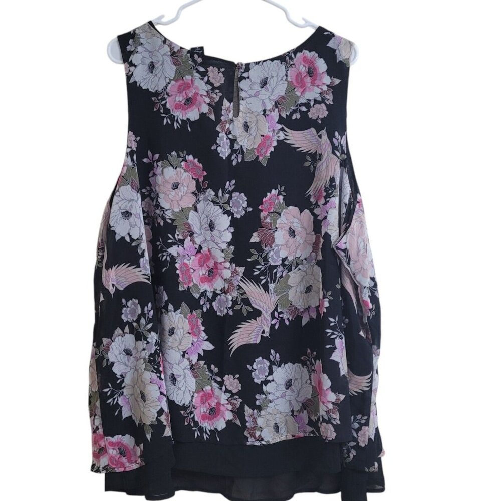 NEW PLUS SIZE 4X Torrid Floral Chiffon Double Layer Tank Top Black Pink 4X - Picture 4 of 14